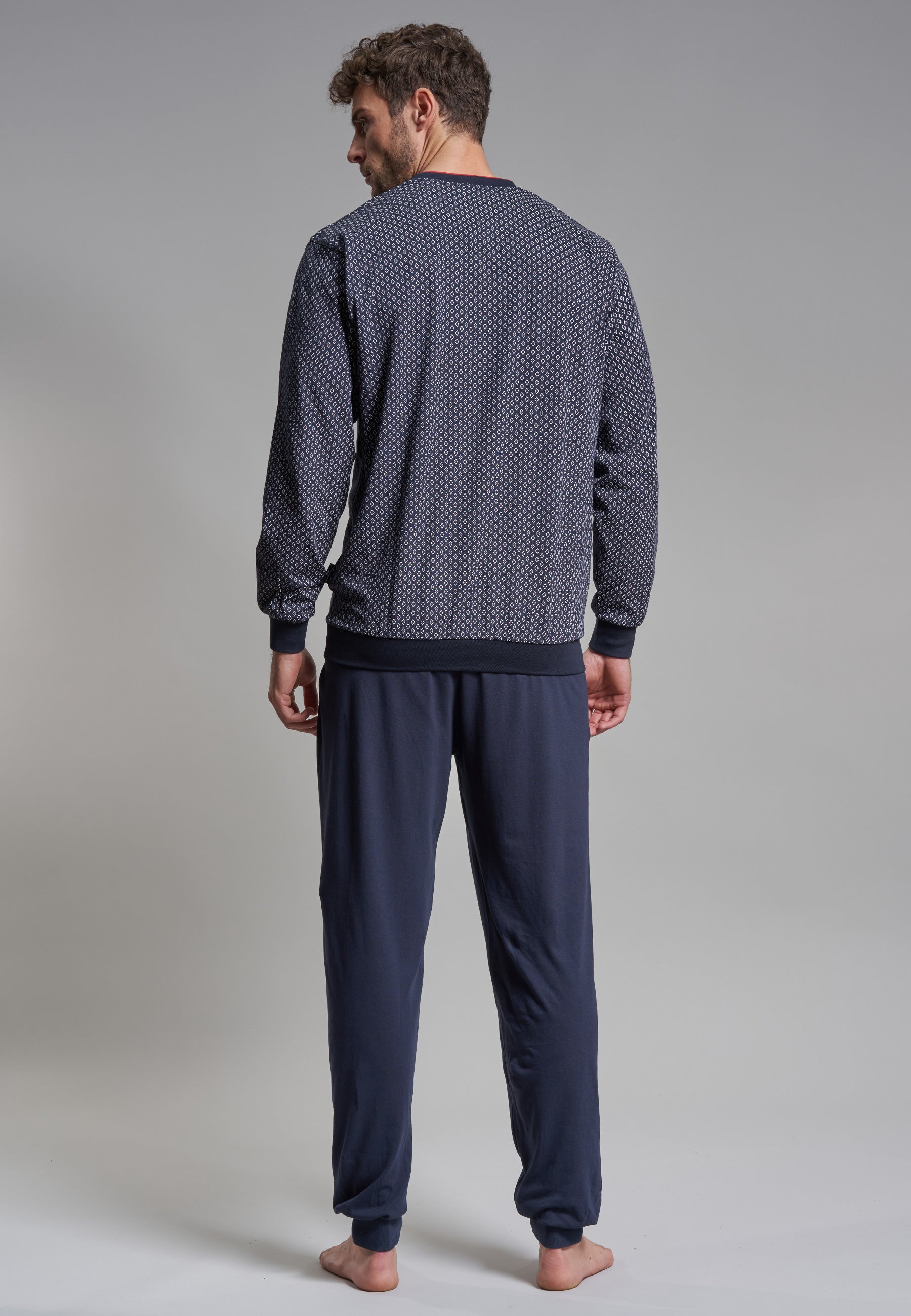 GÖTZBURG Herren Pyjama blau bedruckt