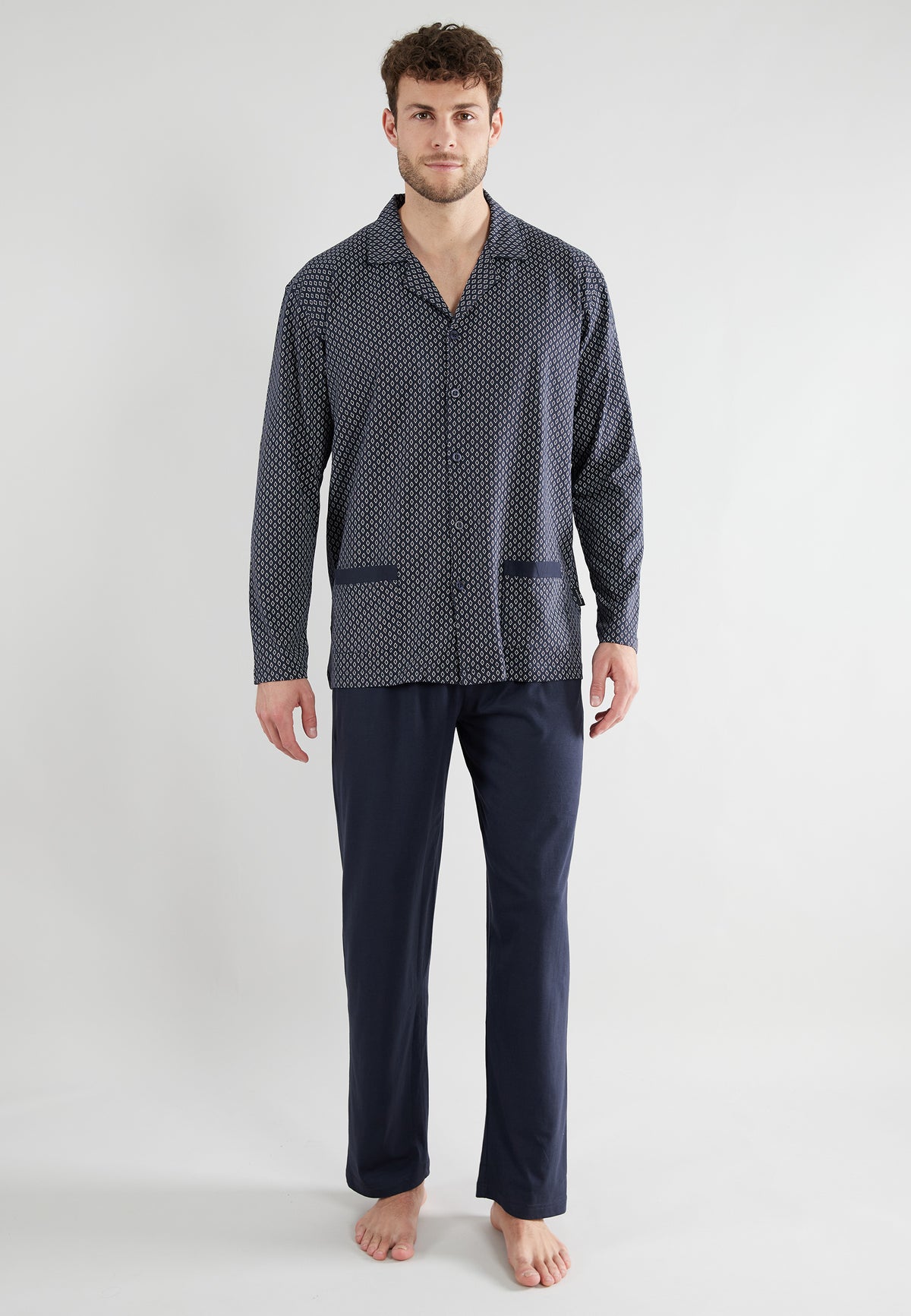 GÖTZBURG Herren Pyjama blau bedruckt