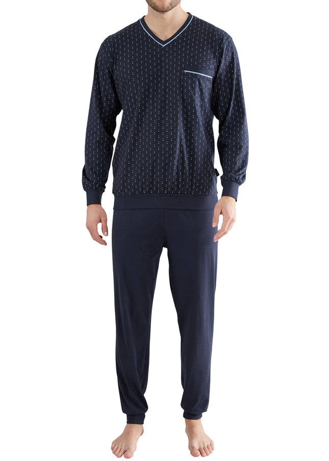 GÖTZBURG Herren Pyjama blau bedruckt