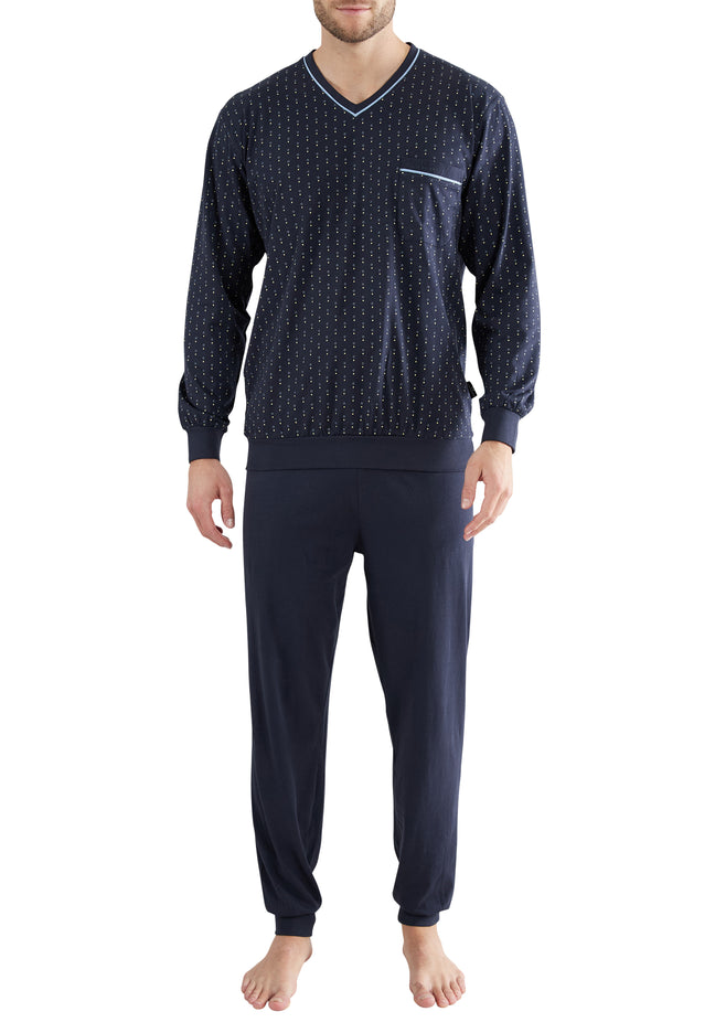 GÖTZBURG Herren Pyjama blau bedruckt