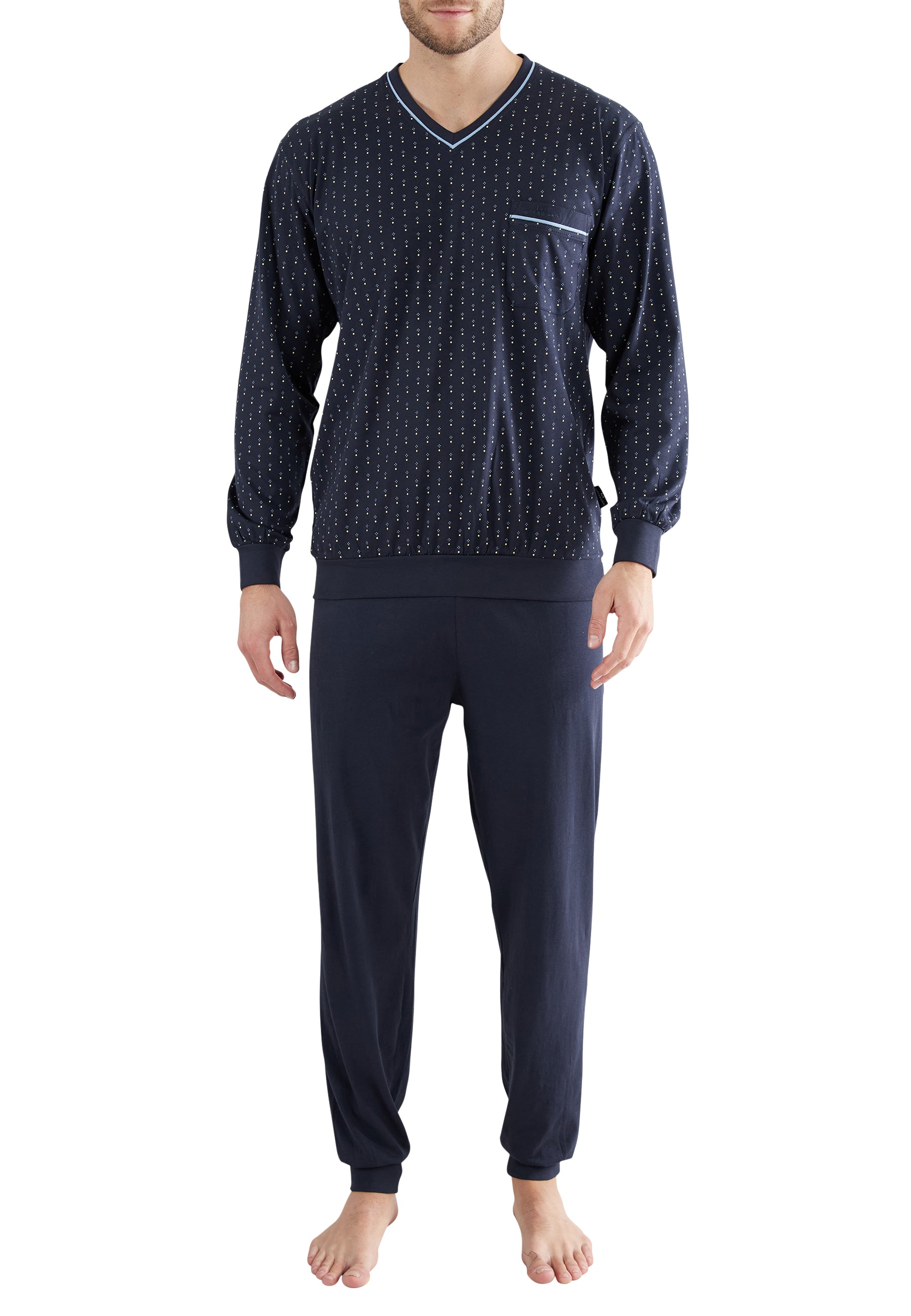 GÖTZBURG Herren Pyjama blau bedruckt