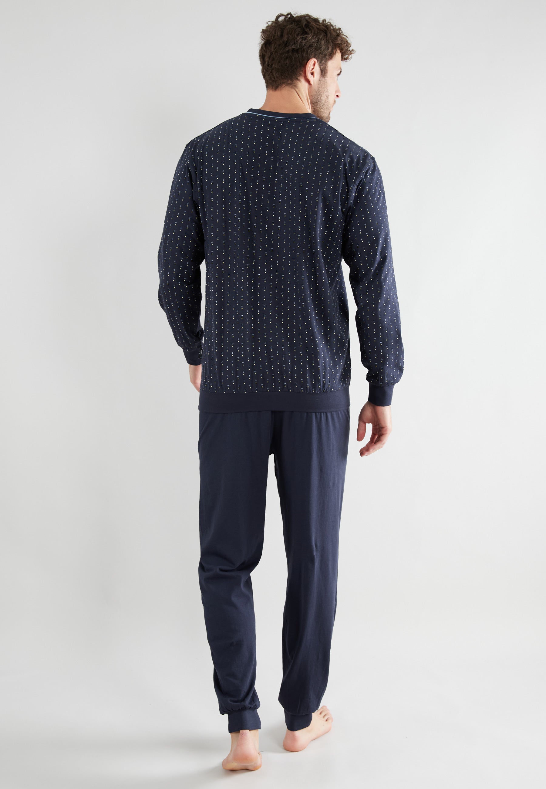 GÖTZBURG Herren Pyjama blau bedruckt