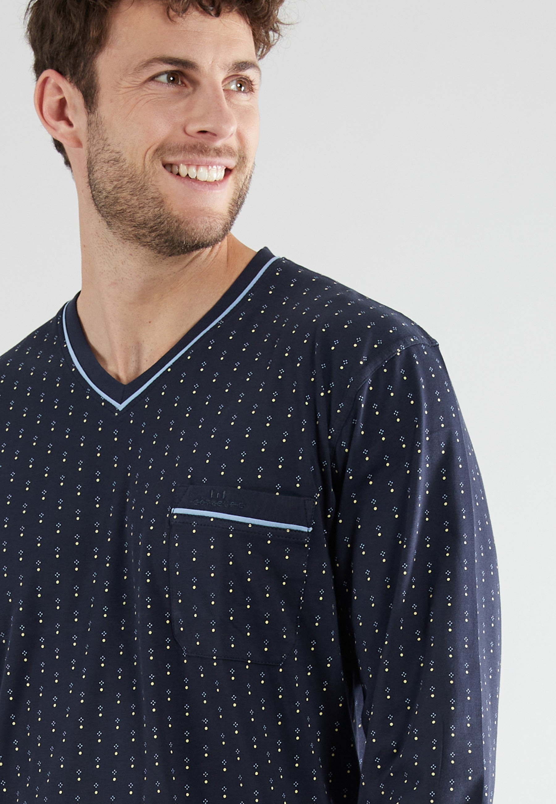 GÖTZBURG Herren Pyjama blau bedruckt