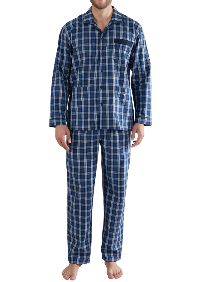 GÖTZBURG Herren Pyjama blau kariert