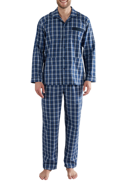 GÖTZBURG Herren Pyjama blau kariert