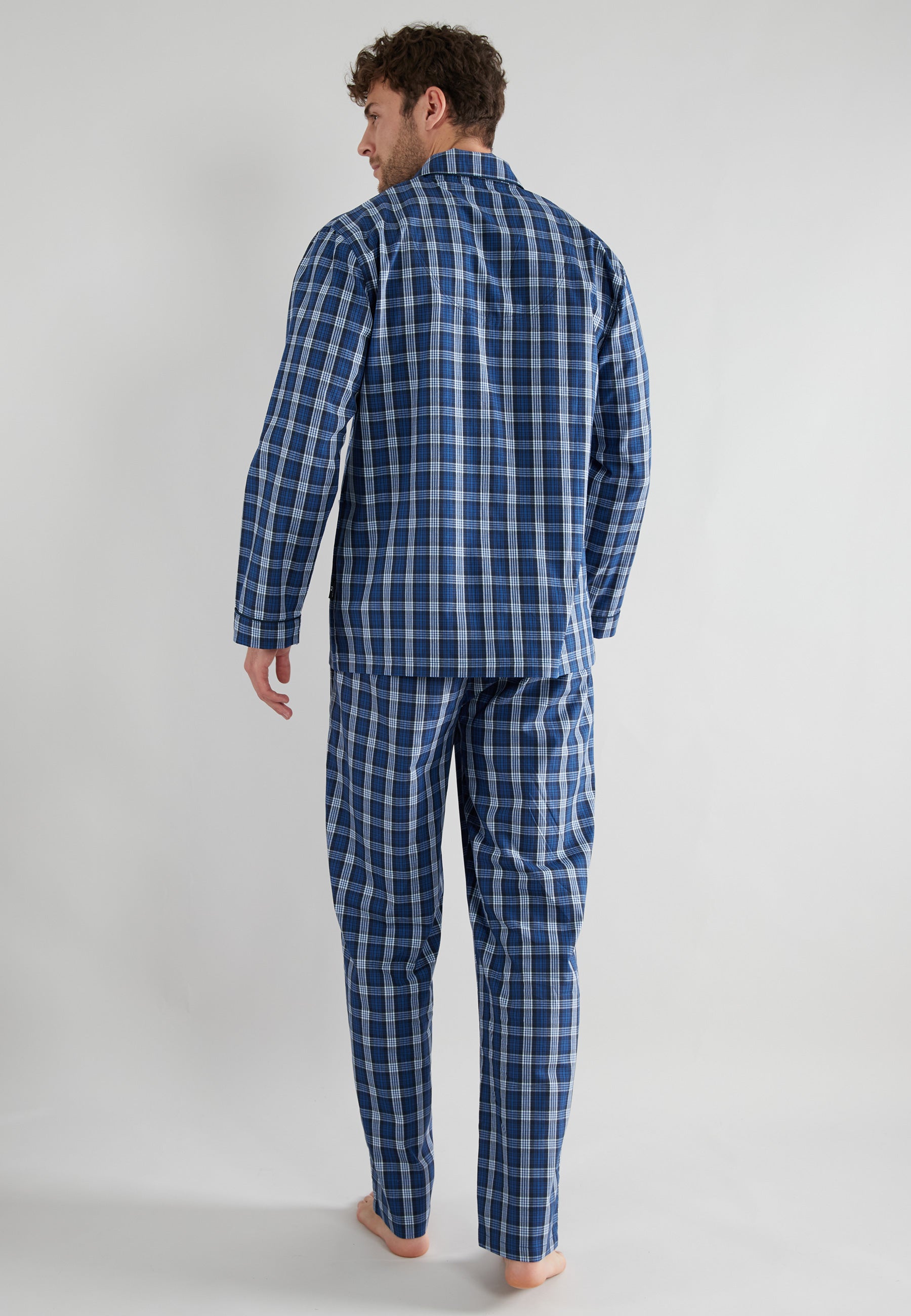 GÖTZBURG Herren Pyjama blau kariert