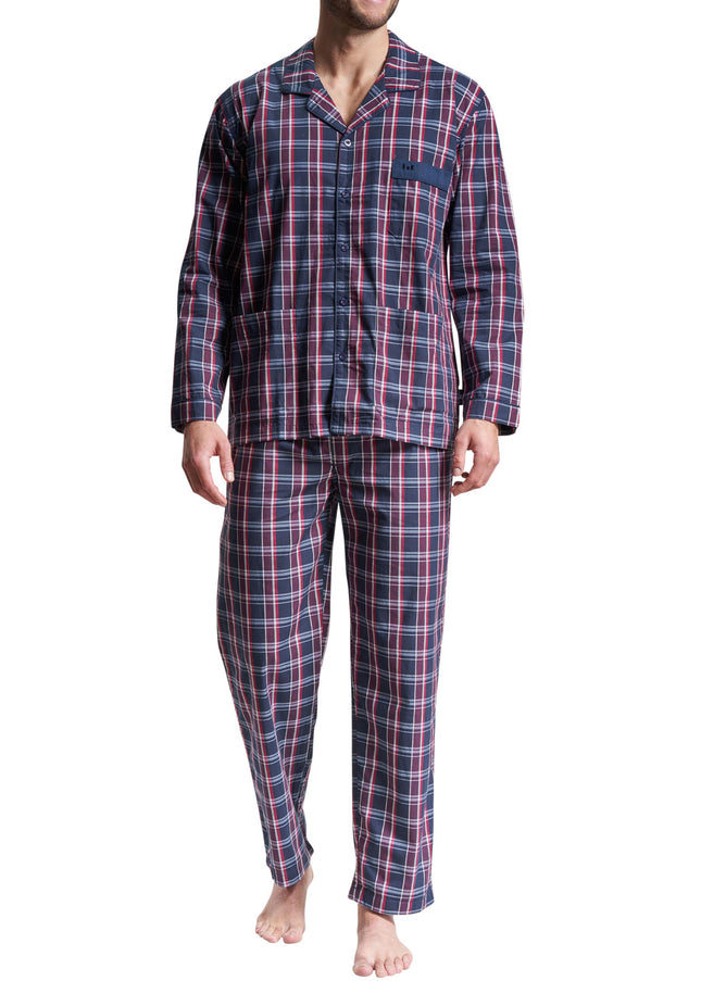 GÖTZBURG Herren Pyjama blau kariert