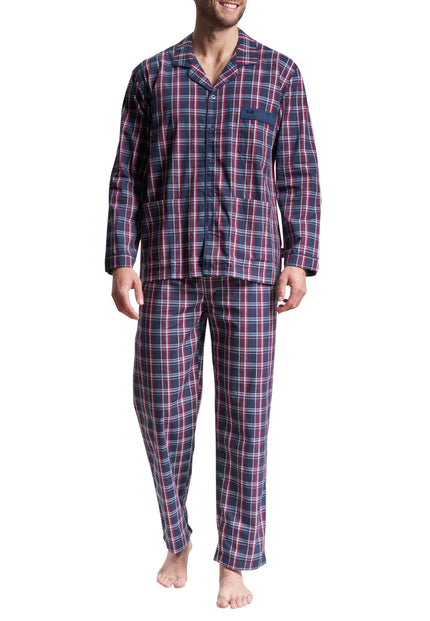 GÖTZBURG Herren Pyjama blau kariert