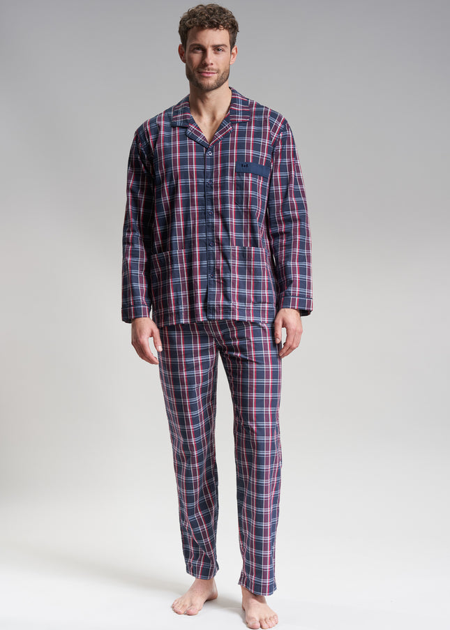 GÖTZBURG Herren Pyjama blau kariert