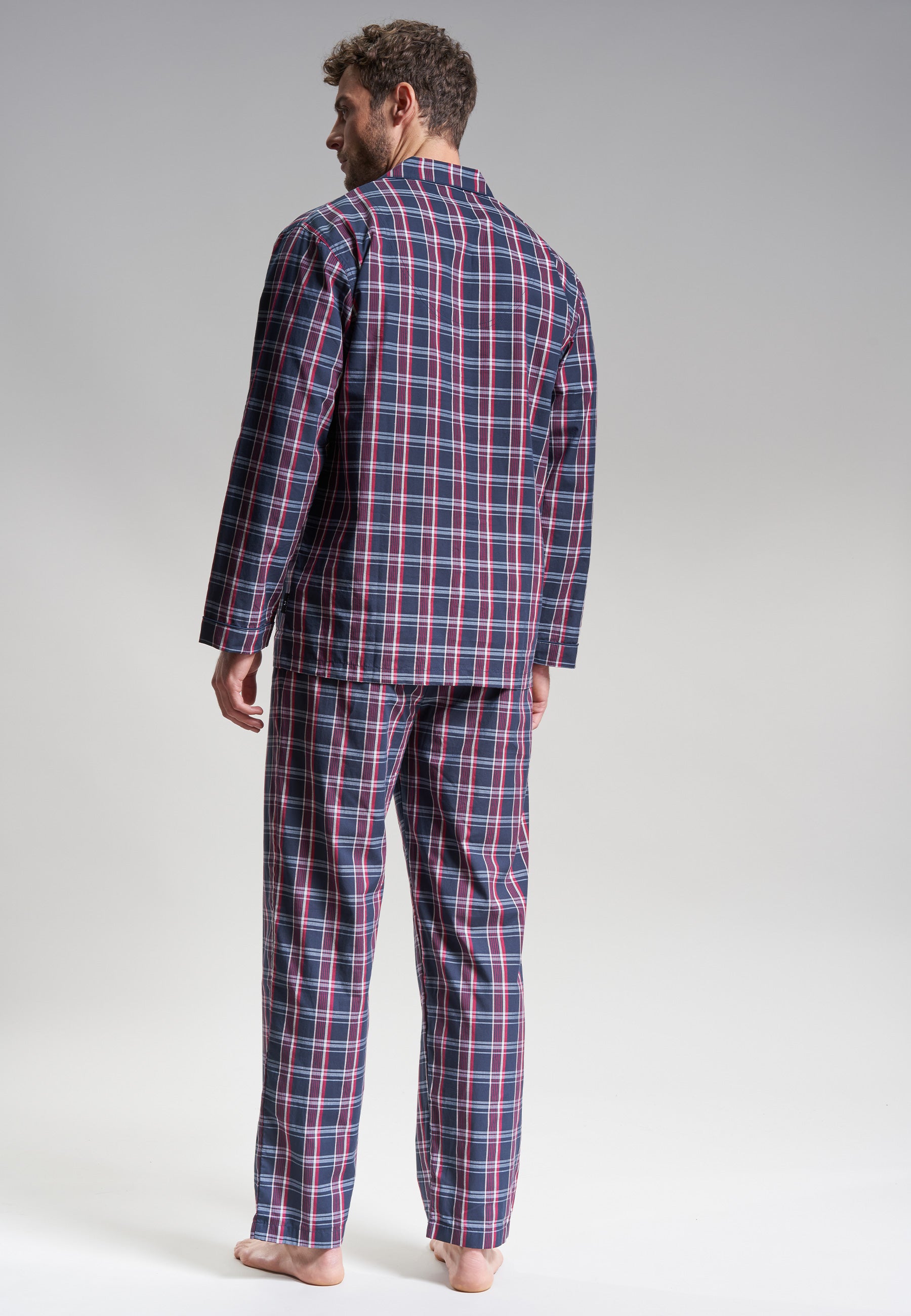 GÖTZBURG Herren Pyjama blau kariert
