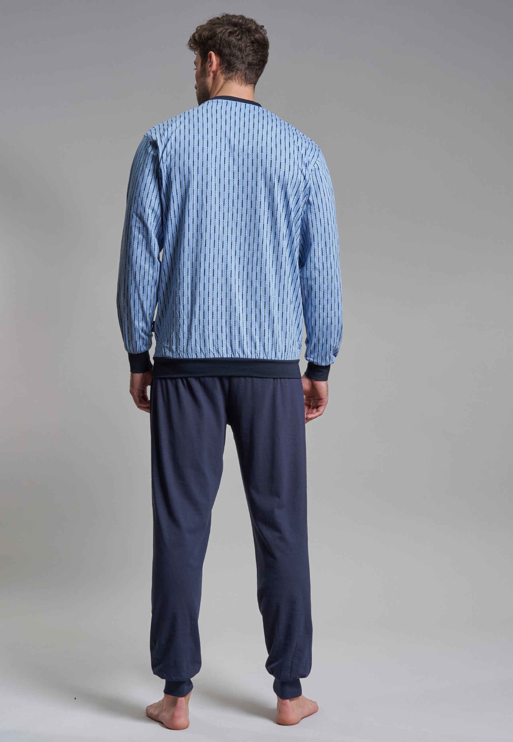 GÖTZBURG Herren Pyjama blau bedruckt