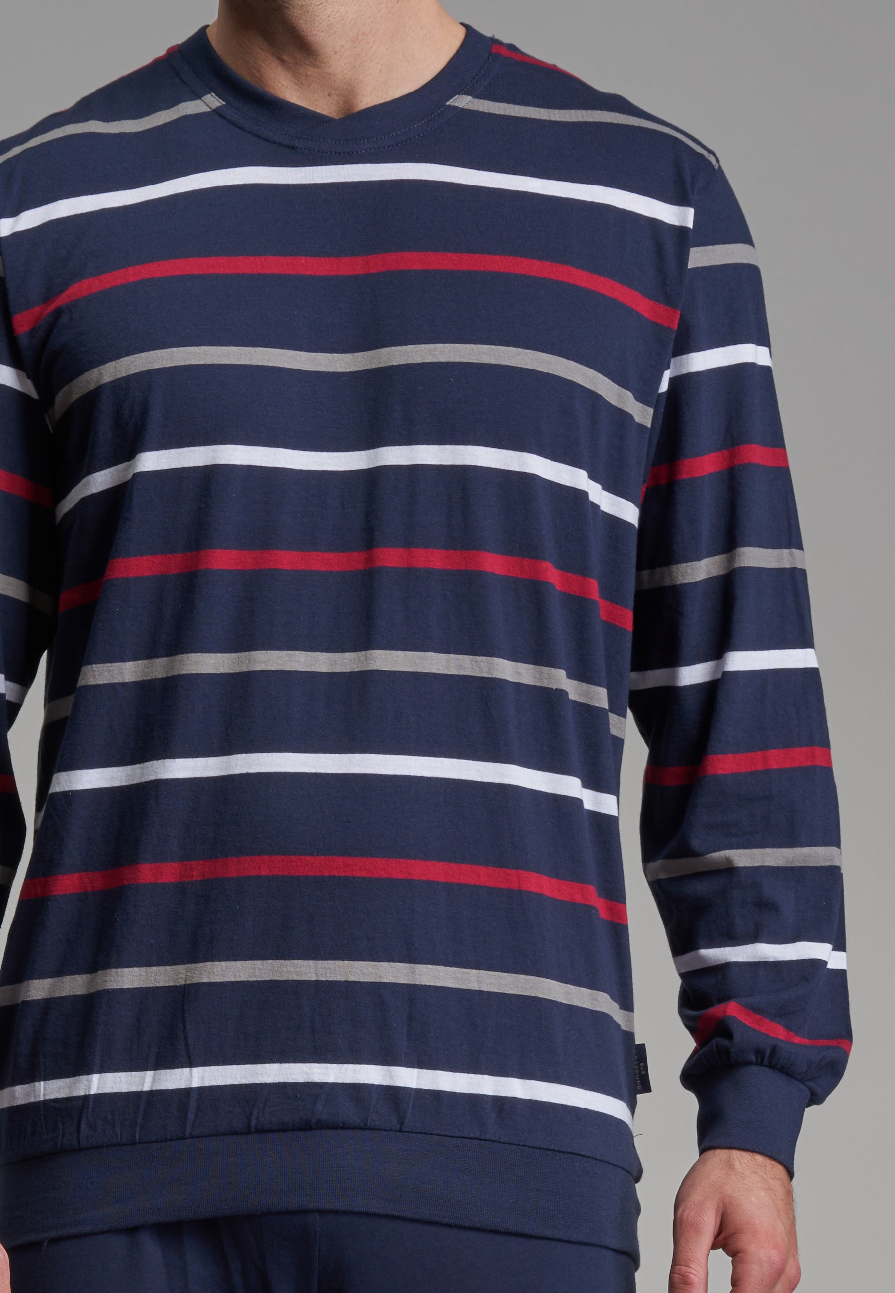 GÖTZBURG Herren Pyjama blau quergestreift