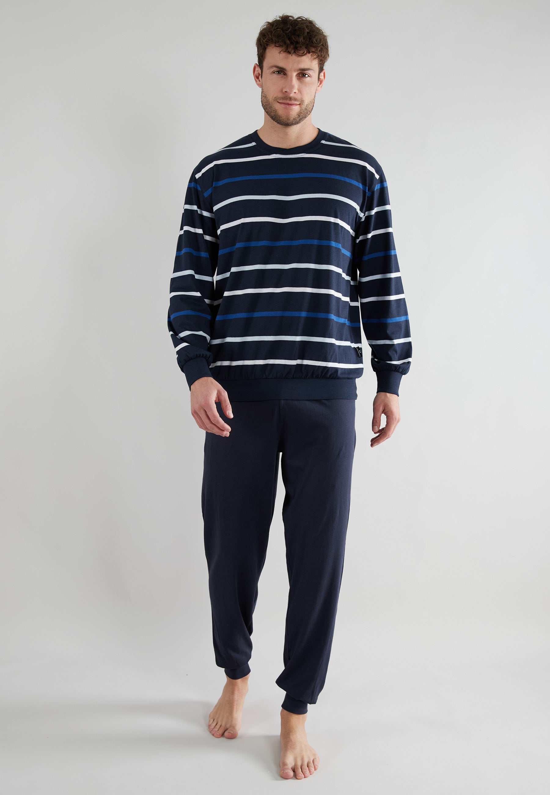 GÖTZBURG Herren Pyjama blau quergestreift