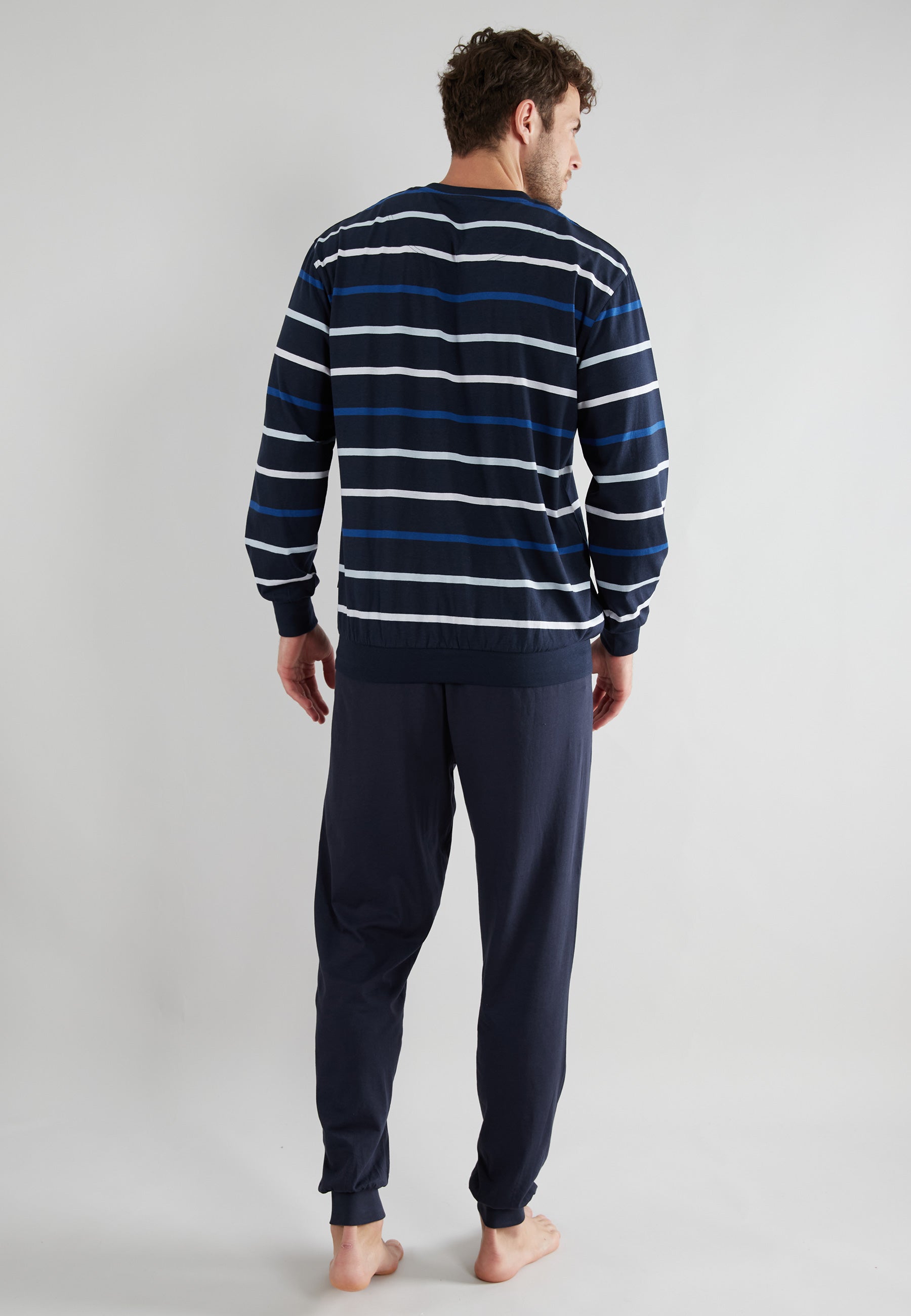 GÖTZBURG Herren Pyjama blau quergestreift