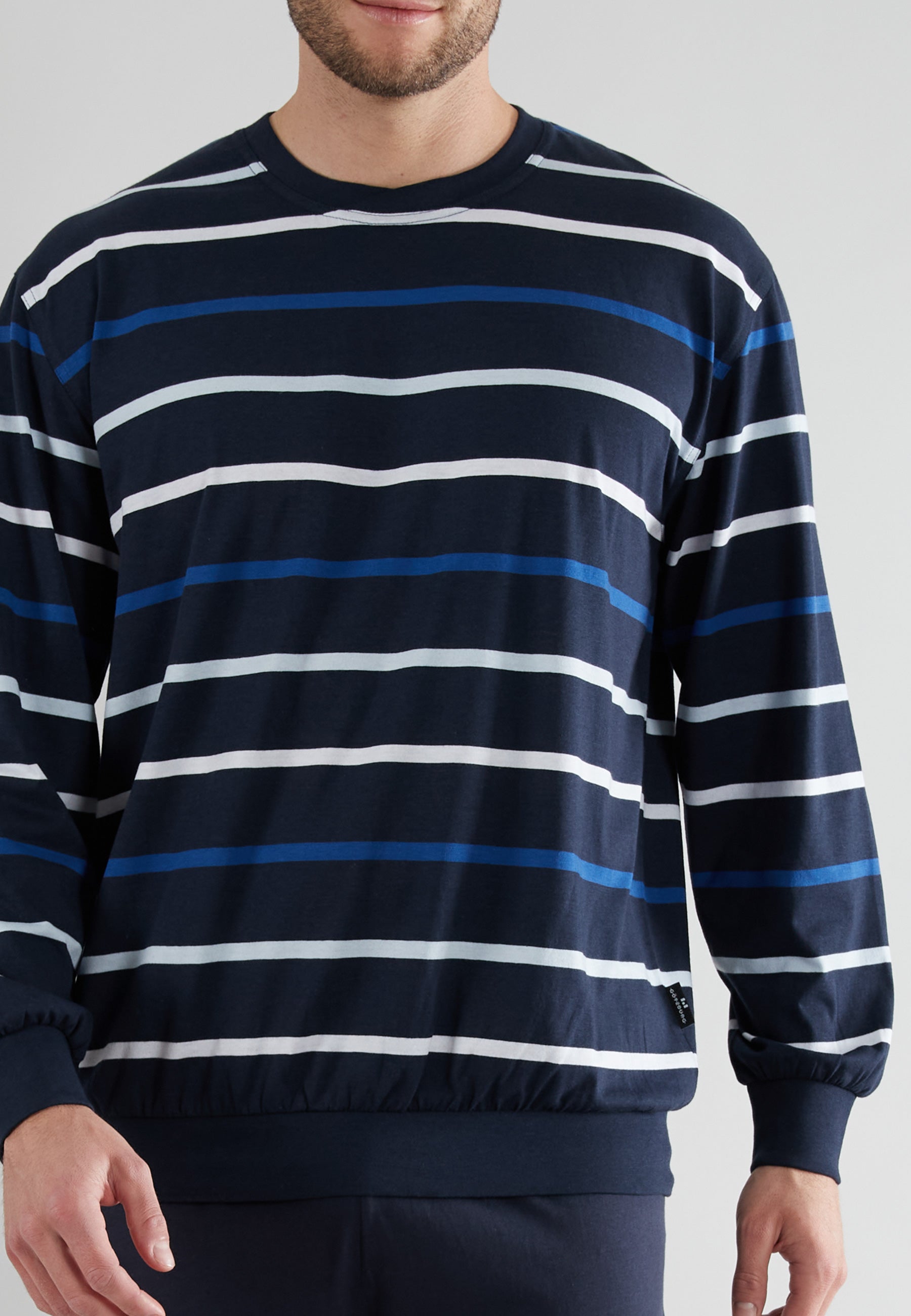 GÖTZBURG Herren Pyjama blau quergestreift