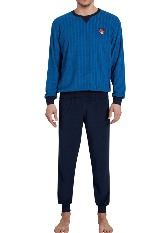 GÖTZBURG Herren Pyjama blau längsgestreift
