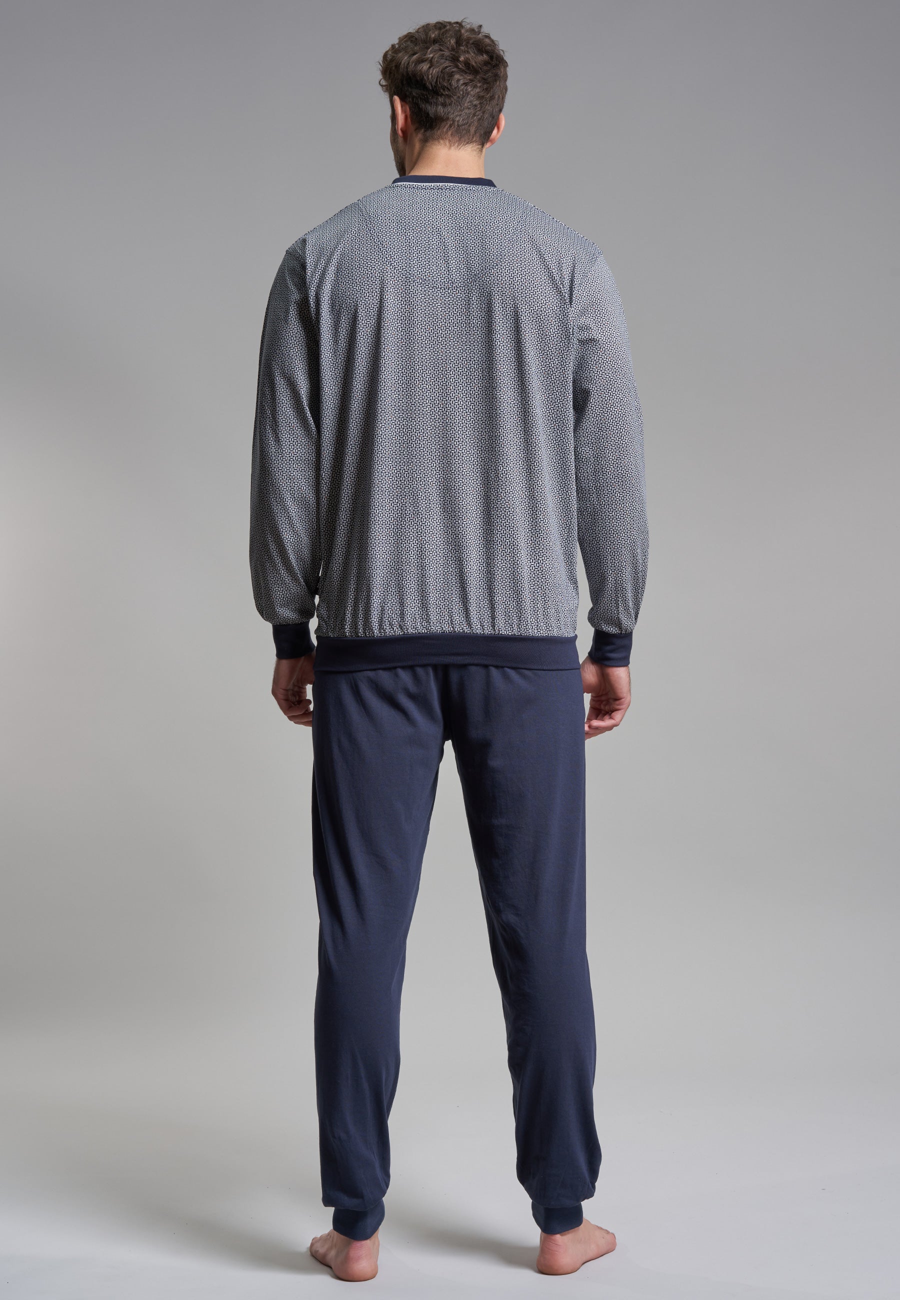 GÖTZBURG Herren Pyjama blau bedruckt