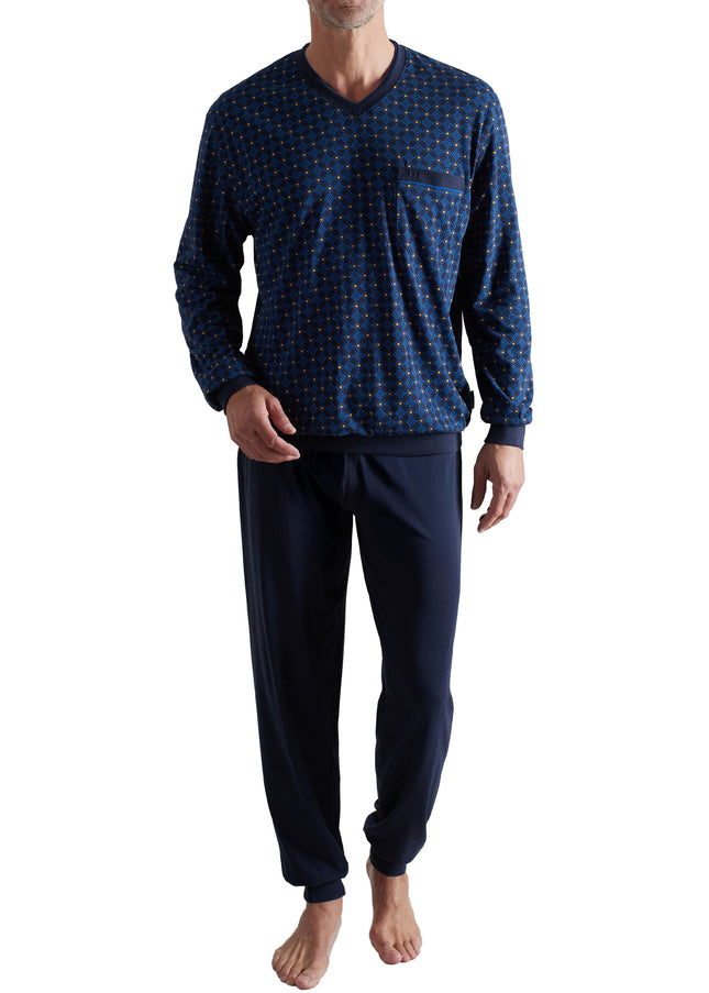 GÖTZBURG Herren Pyjama blau bedruckt