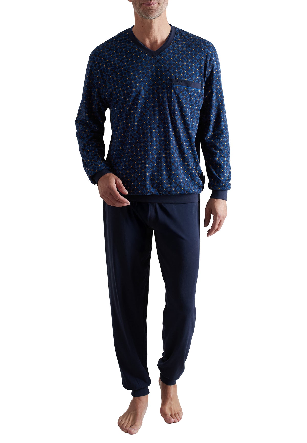 GÖTZBURG Herren Pyjama blau bedruckt