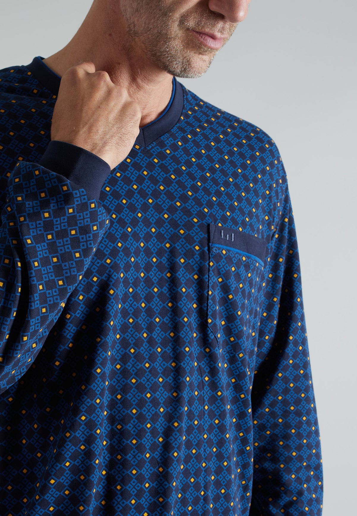 GÖTZBURG Herren Pyjama blau bedruckt