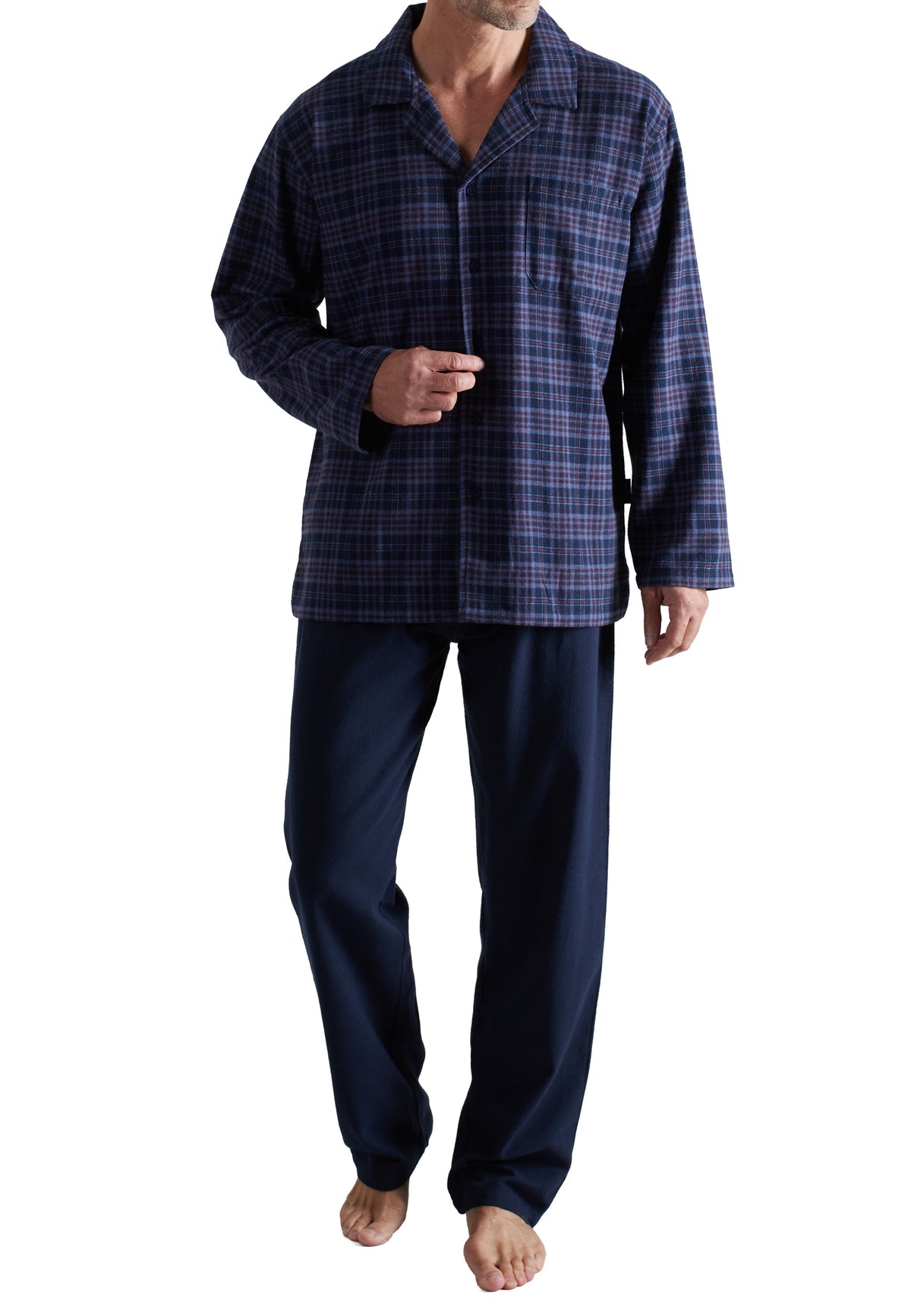 GÖTZBURG Herren Pyjama blau kariert