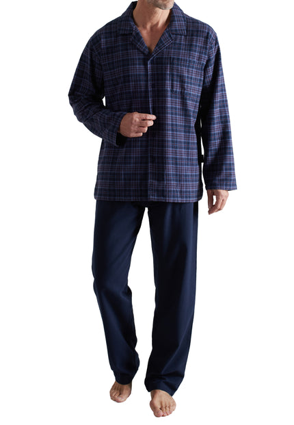 GÖTZBURG Herren Pyjama blau kariert