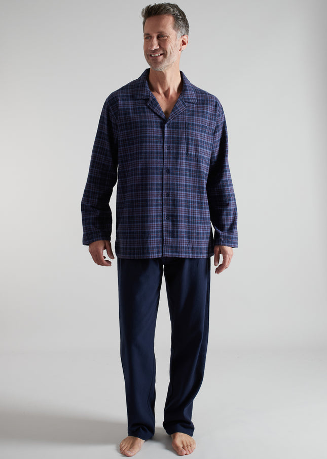 GÖTZBURG Herren Pyjama blau kariert