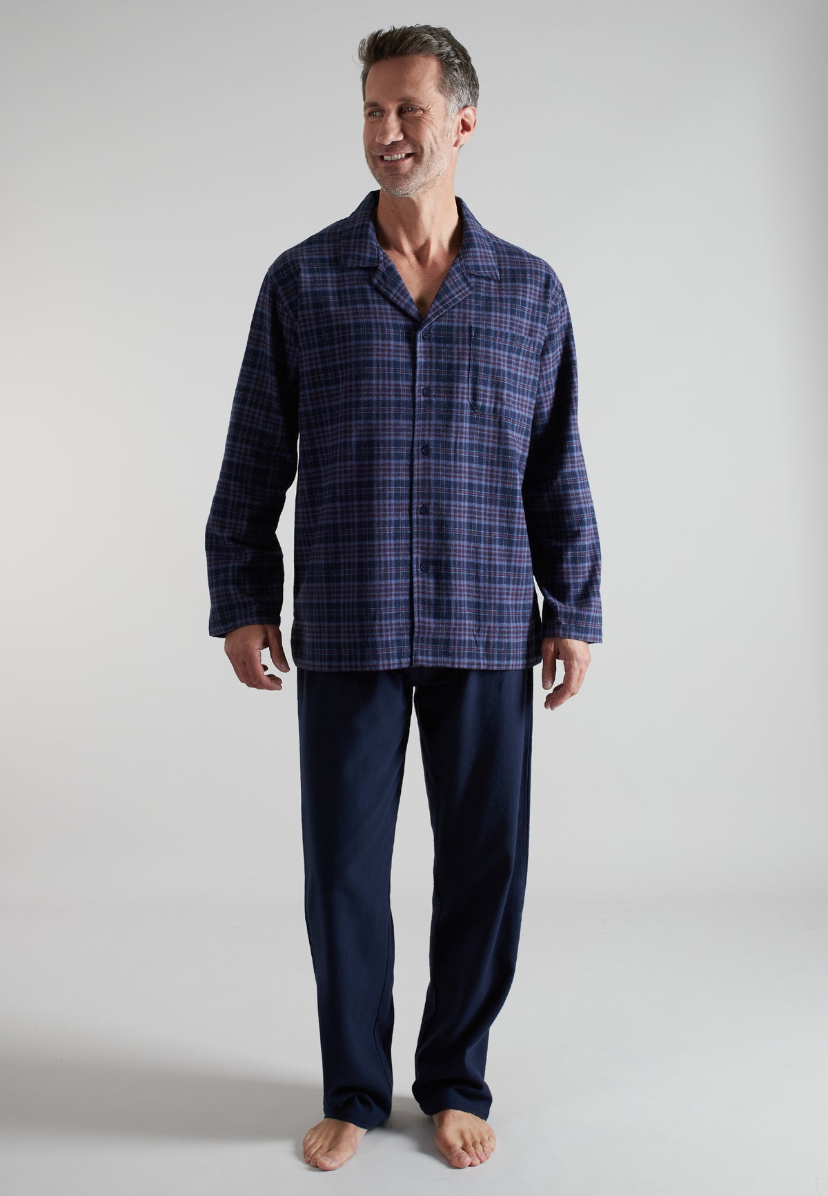 GÖTZBURG Herren Pyjama blau kariert