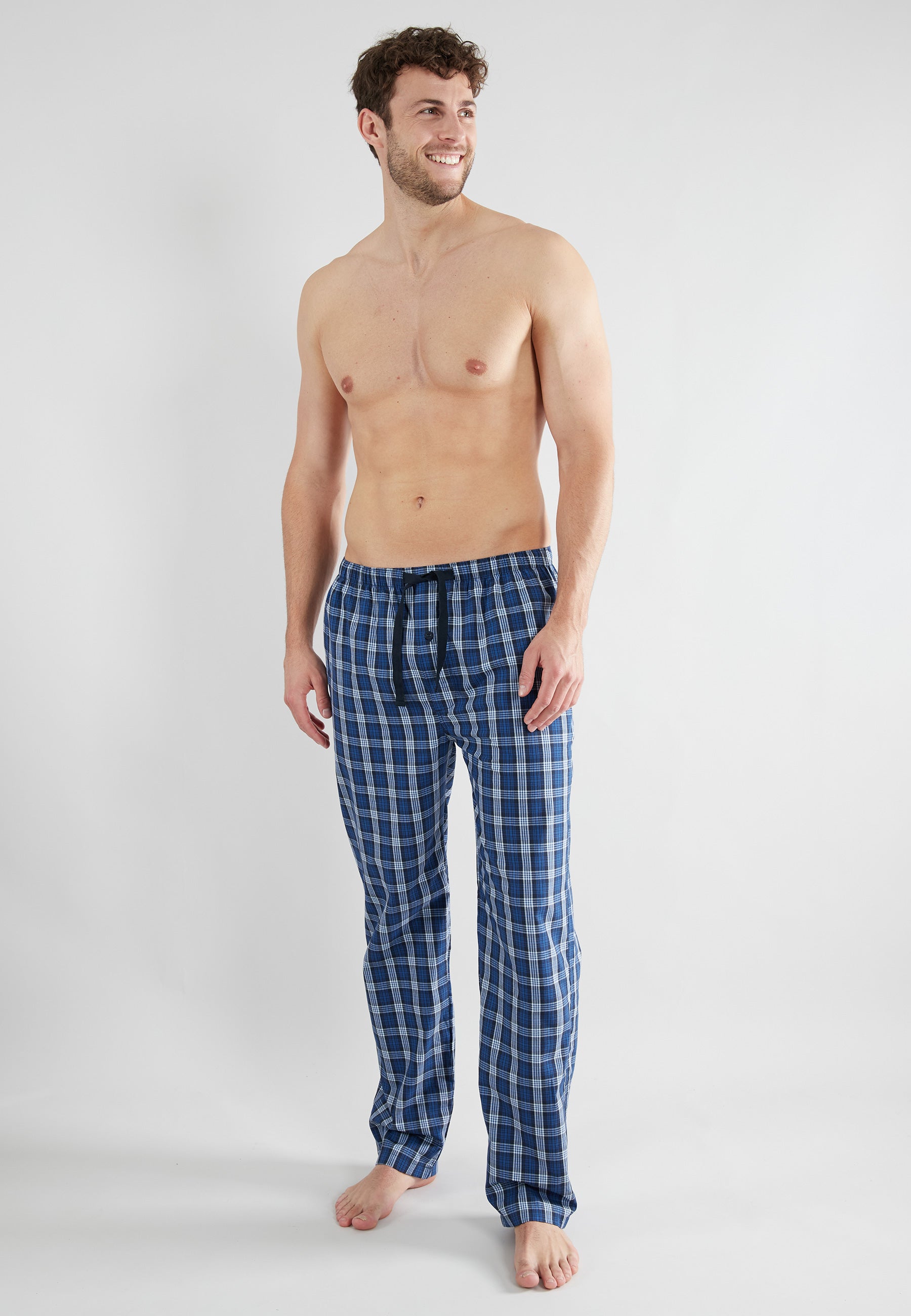 GÖTZBURG Herren Lange-Hose blau kariert