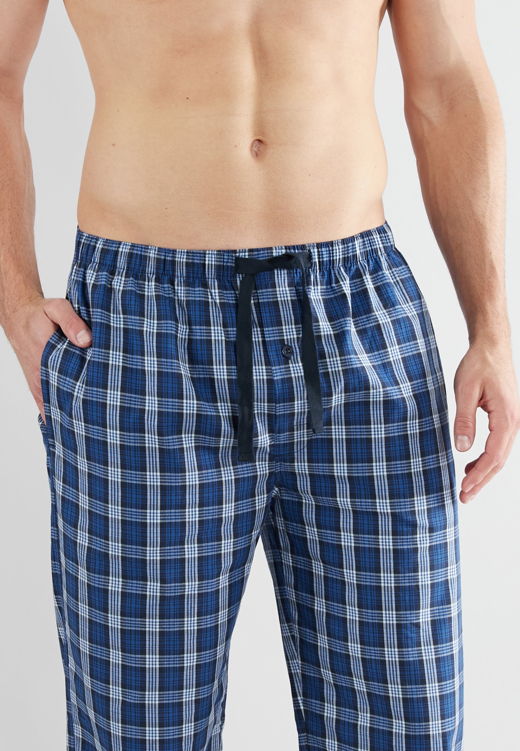 GÖTZBURG Herren Lange-Hose blau kariert