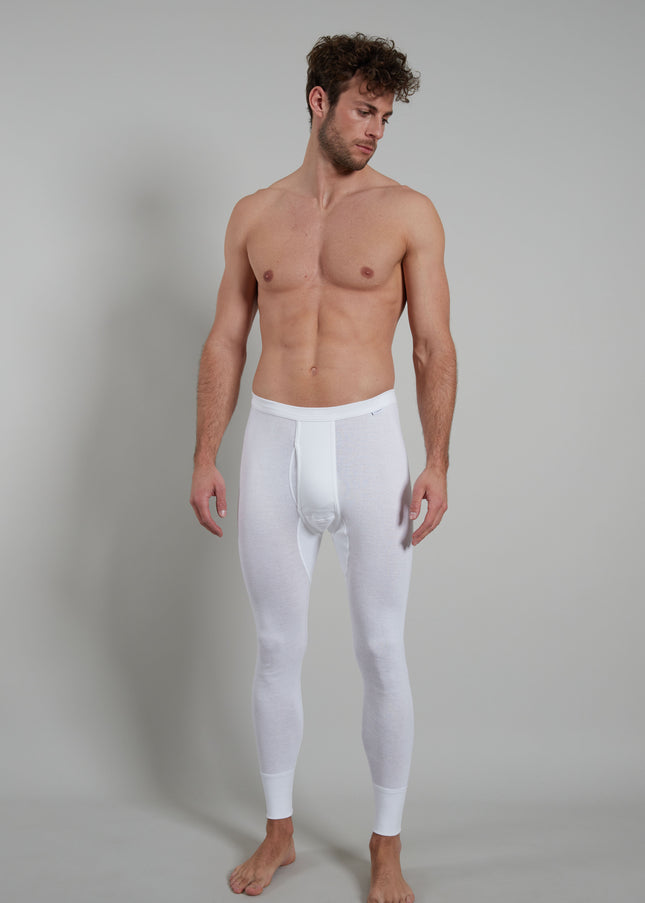 GÖTZBURG Herren lange Unterhose weiß uni