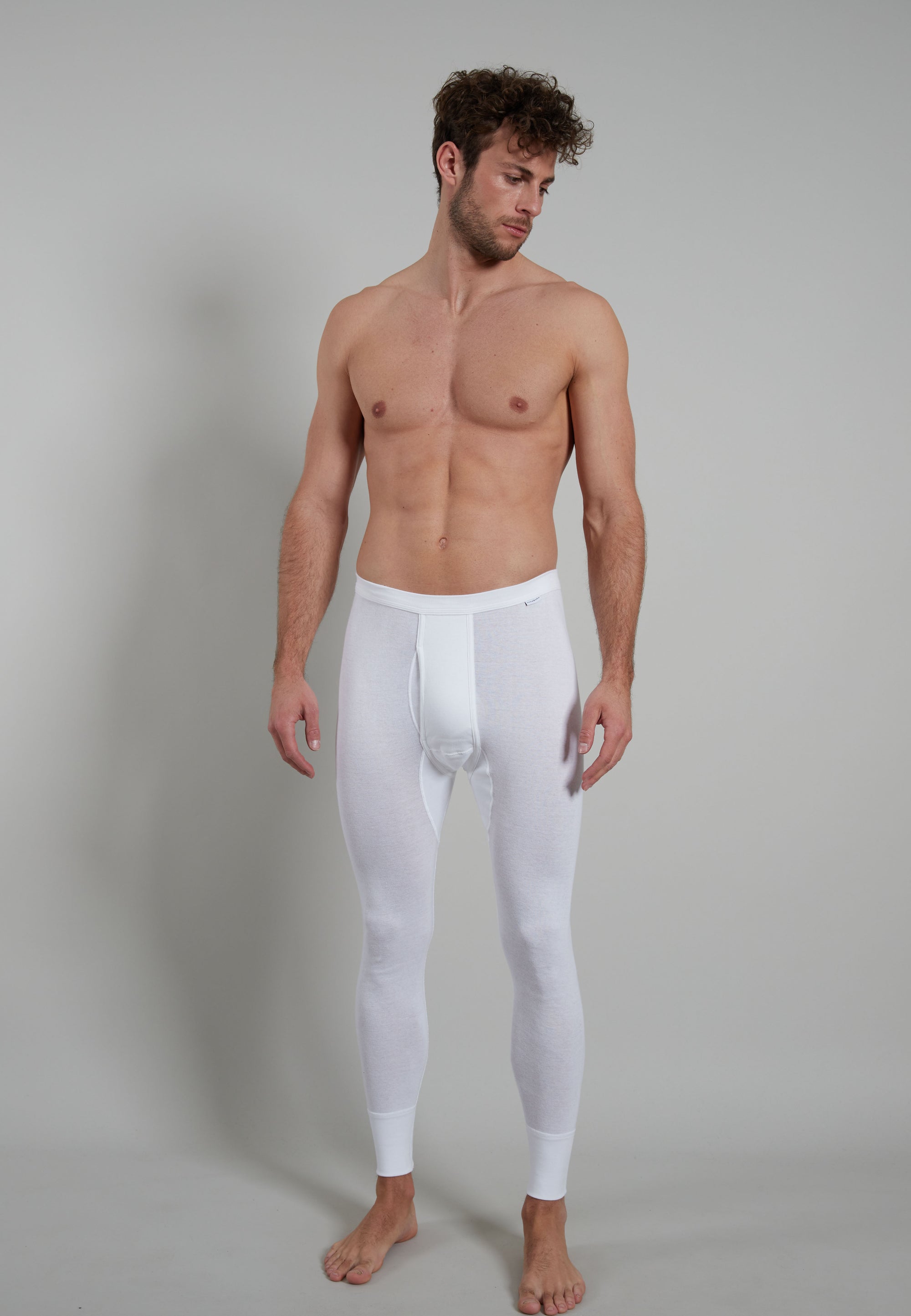 GÖTZBURG Herren lange Unterhose weiß uni