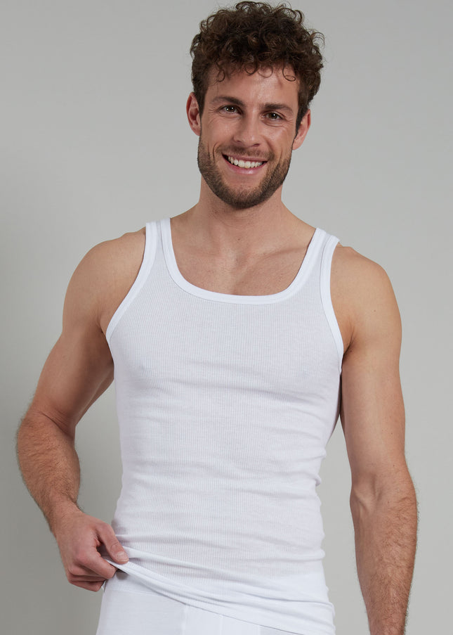 GÖTZBURG Herren Tank-Top weiß uni 2er Pack