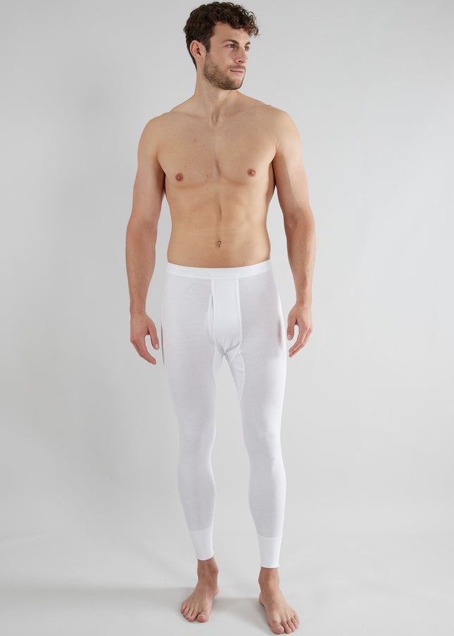 GÖTZBURG Herren lange Unterhose weiß uni