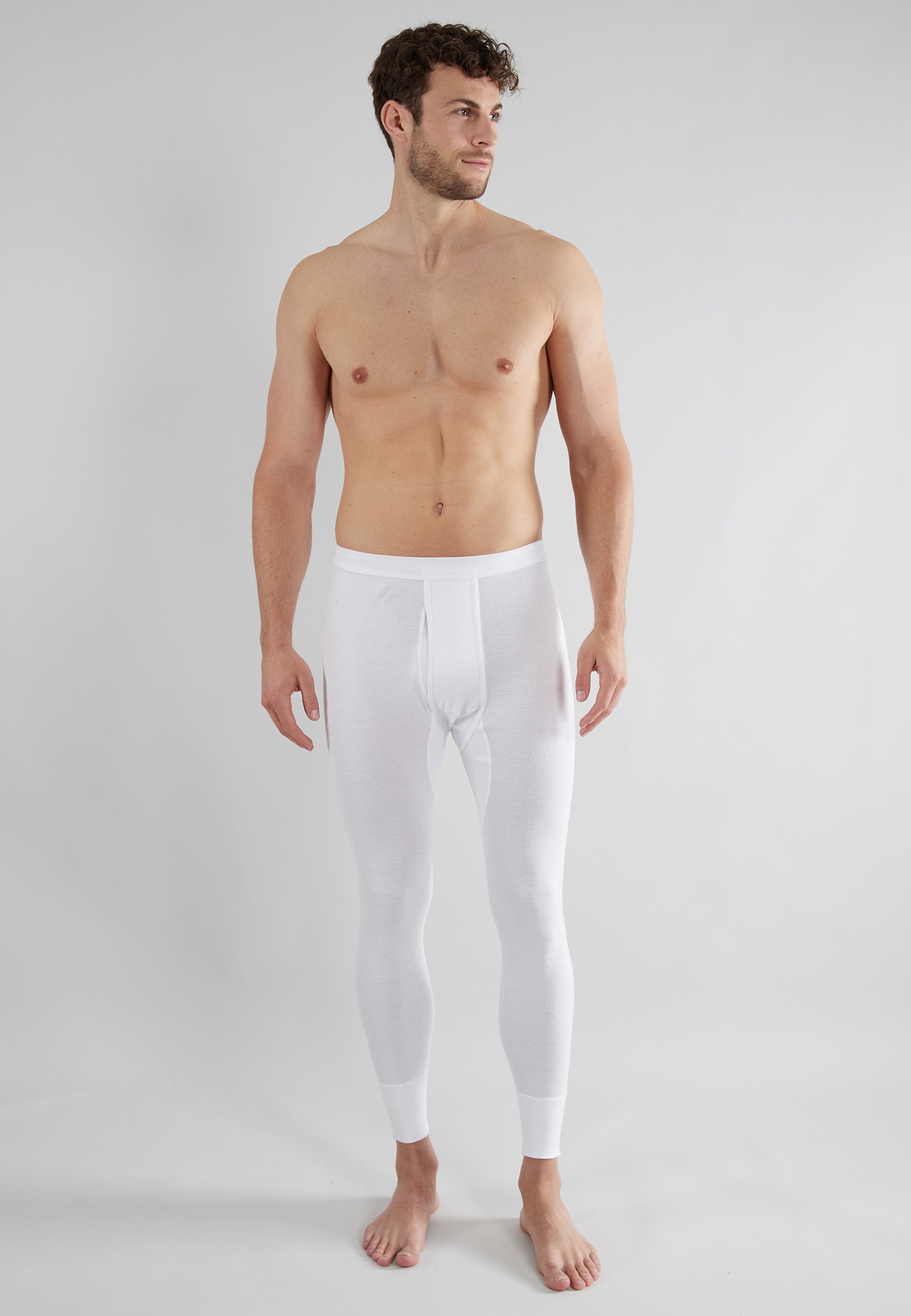 GÖTZBURG Herren lange Unterhose weiß uni
