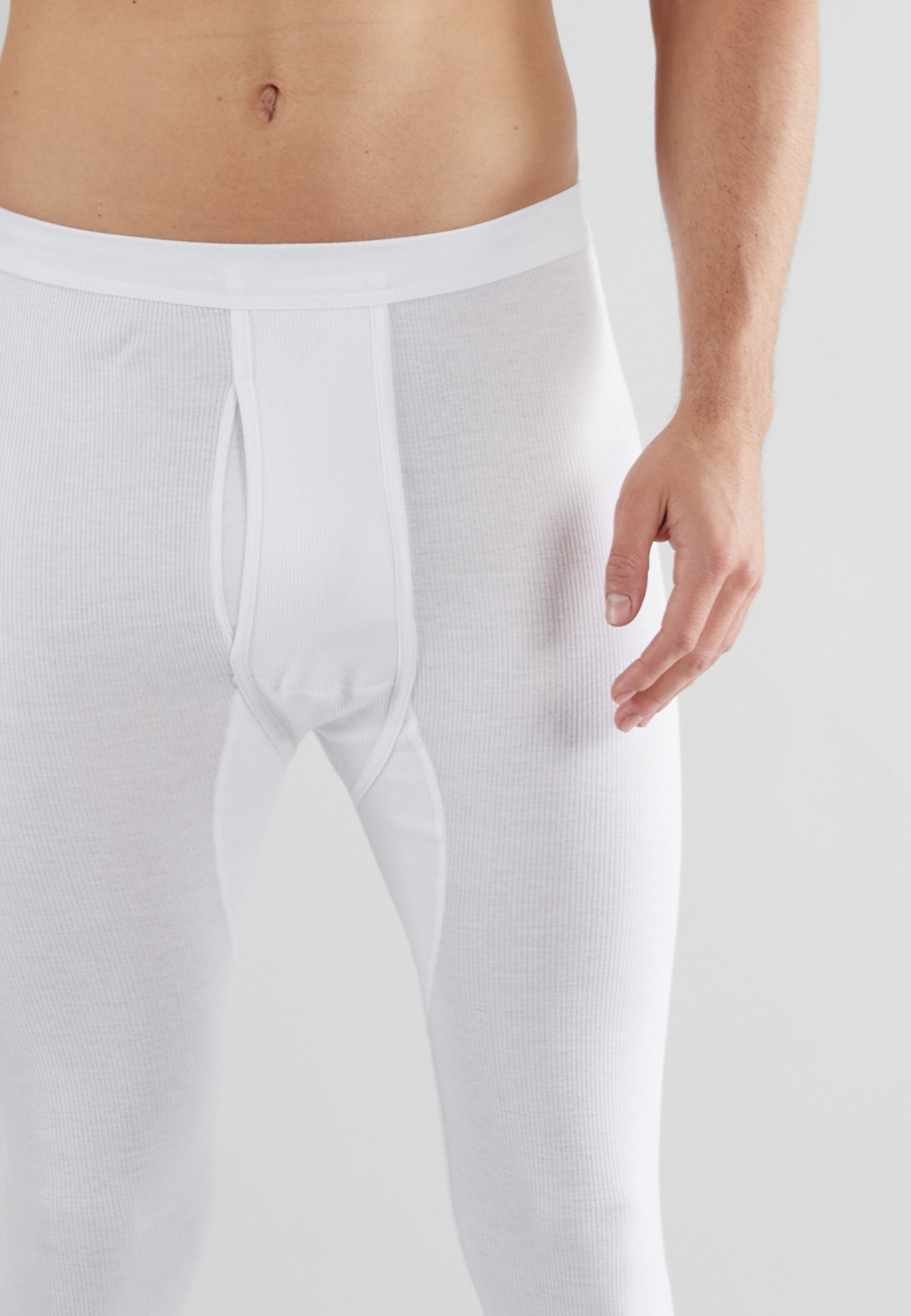 GÖTZBURG Herren lange Unterhose weiß uni
