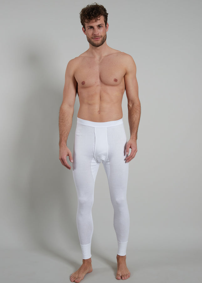 GÖTZBURG Herren lange Unterhose weiß uni