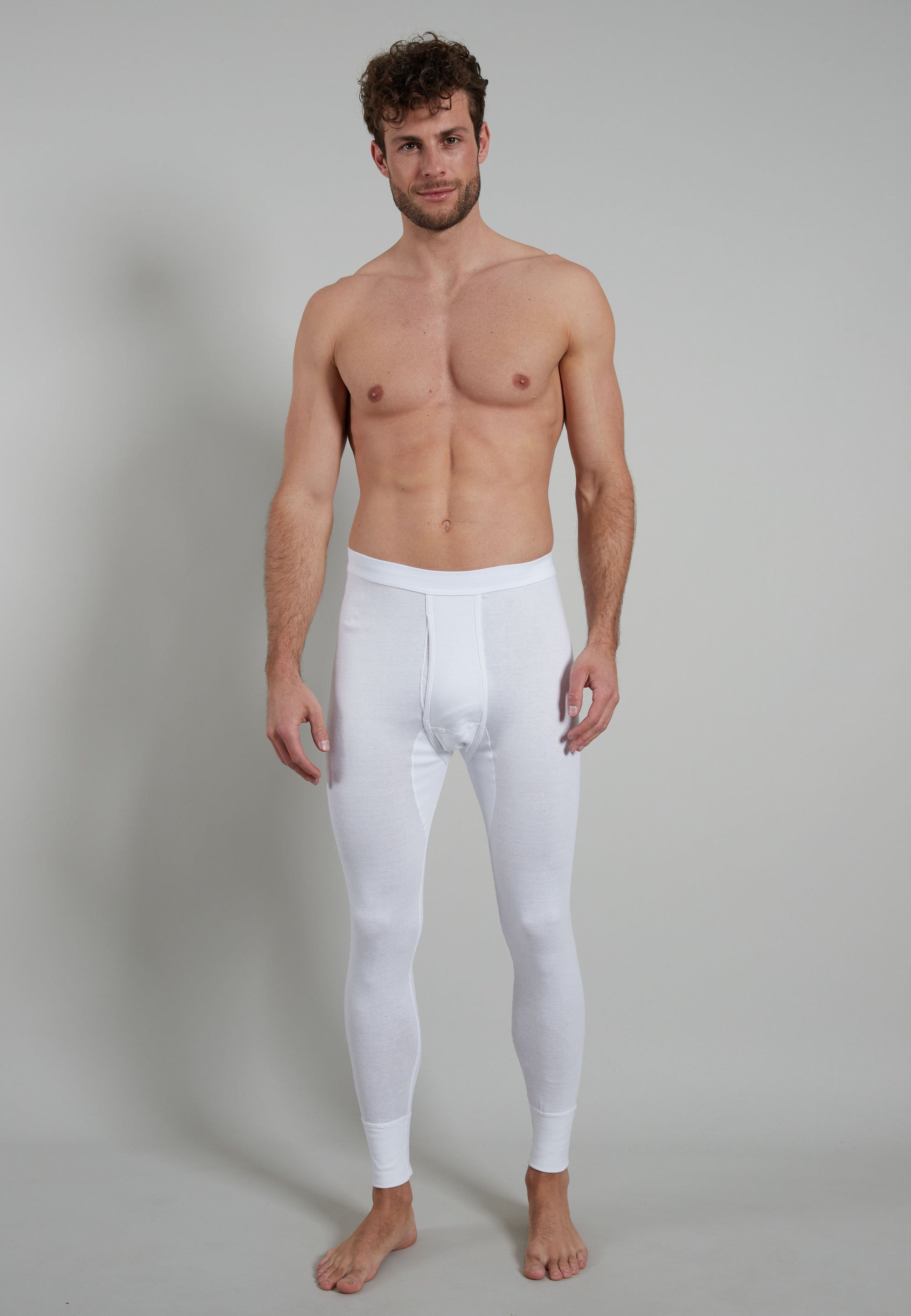 GÖTZBURG Herren lange Unterhose weiß uni
