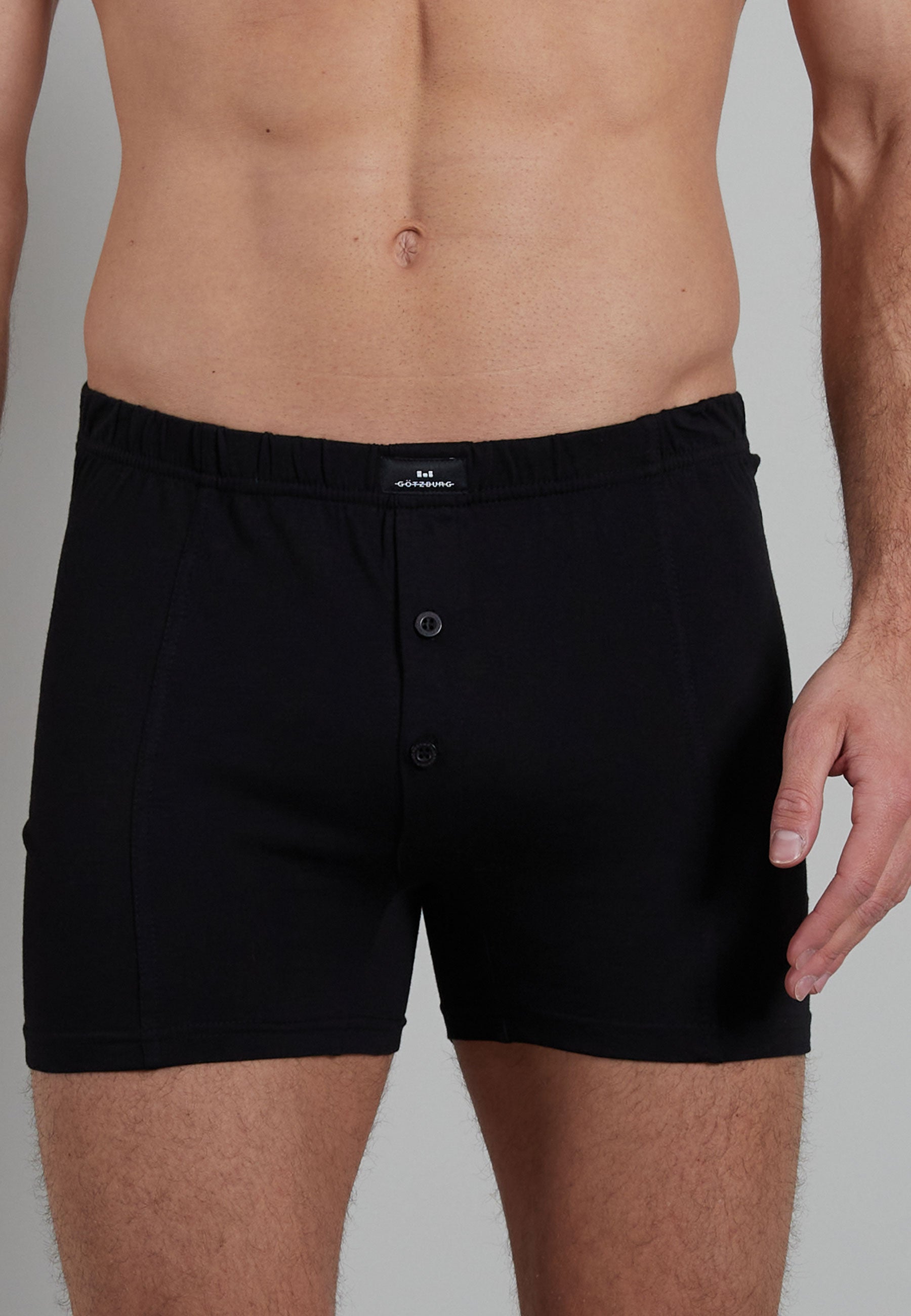 GÖTZBURG Herren Boxershort schwarz uni 2er Pack