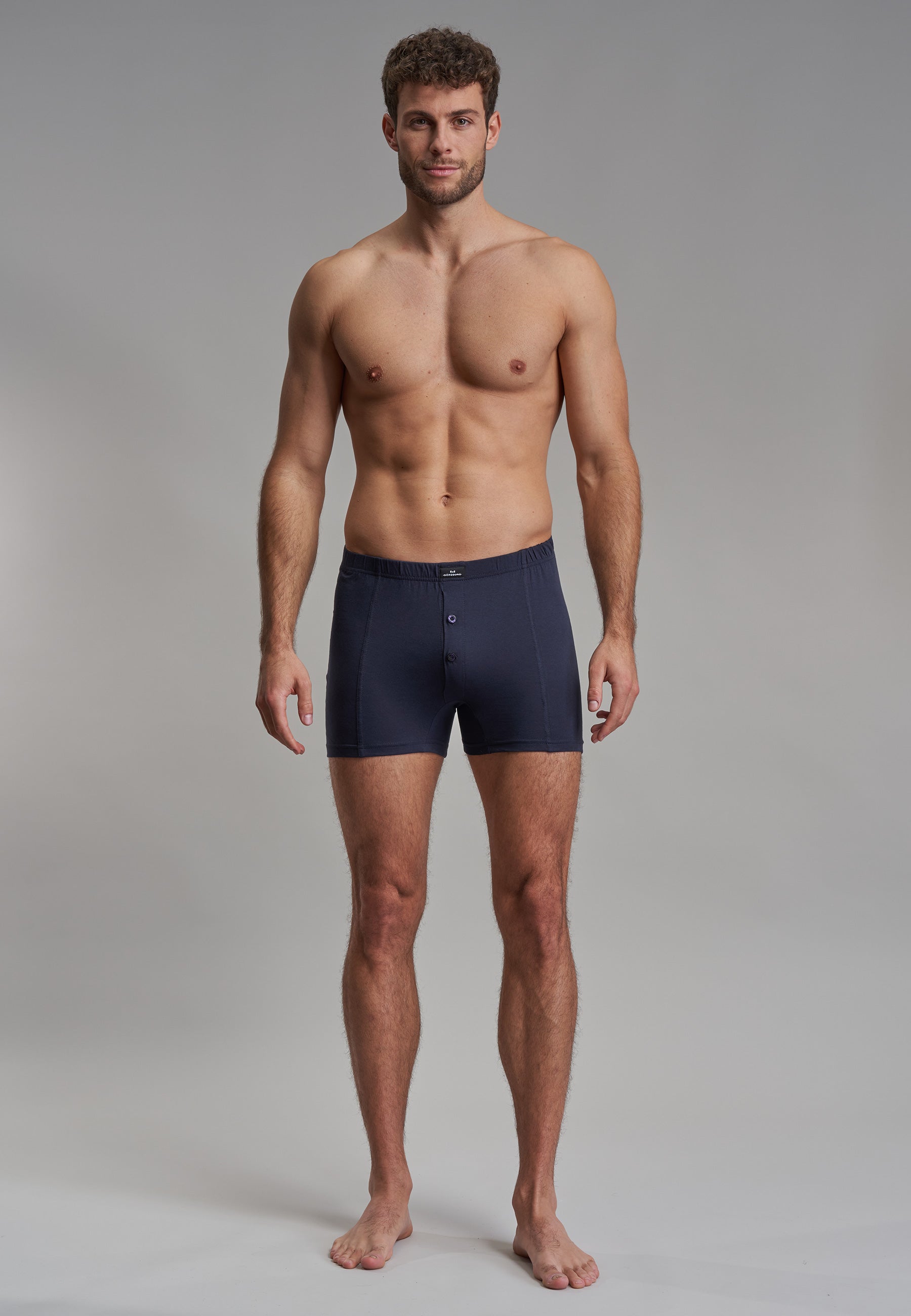 GÖTZBURG Herren Boxershort blau uni 2er Pack