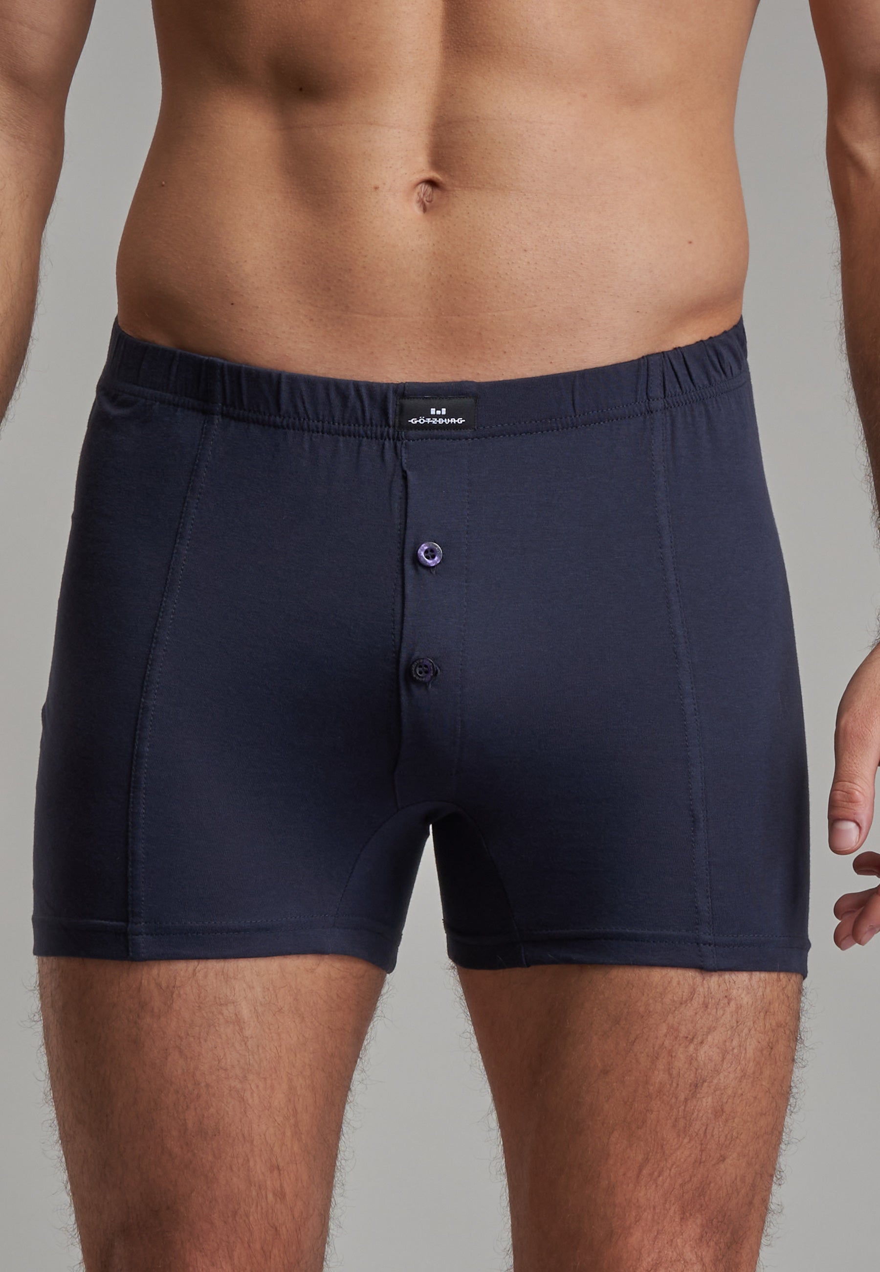 GÖTZBURG Herren Boxershort blau uni 2er Pack
