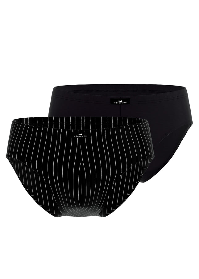 GÖTZBURG Herren Sport-Slip schwarz längsgestreift 2er Pack