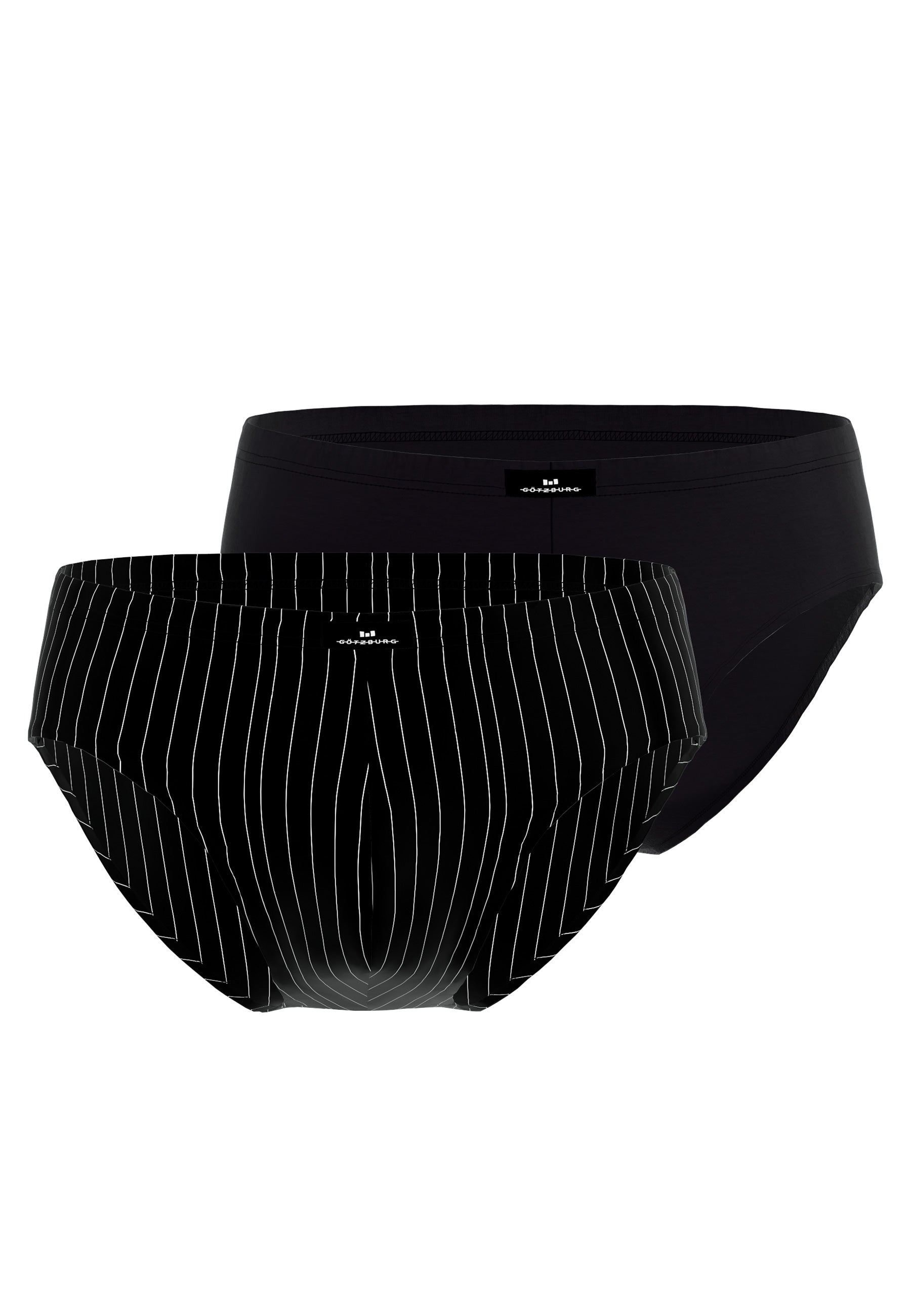 GÖTZBURG Herren Sport-Slip schwarz längsgestreift 2er Pack
