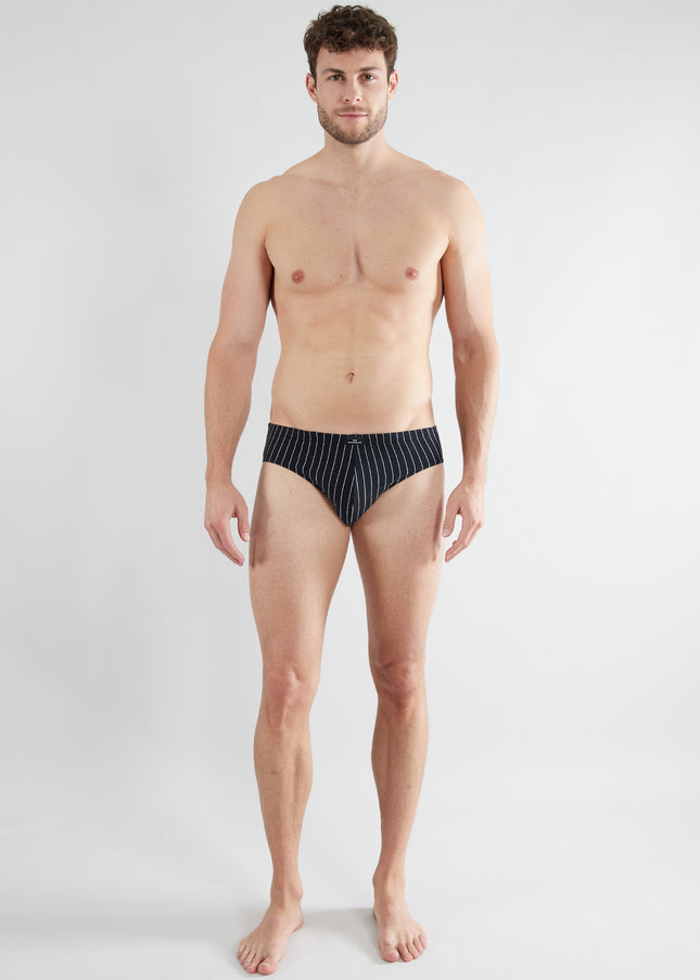 GÖTZBURG Herren Sport-Slip schwarz längsgestreift 2er Pack