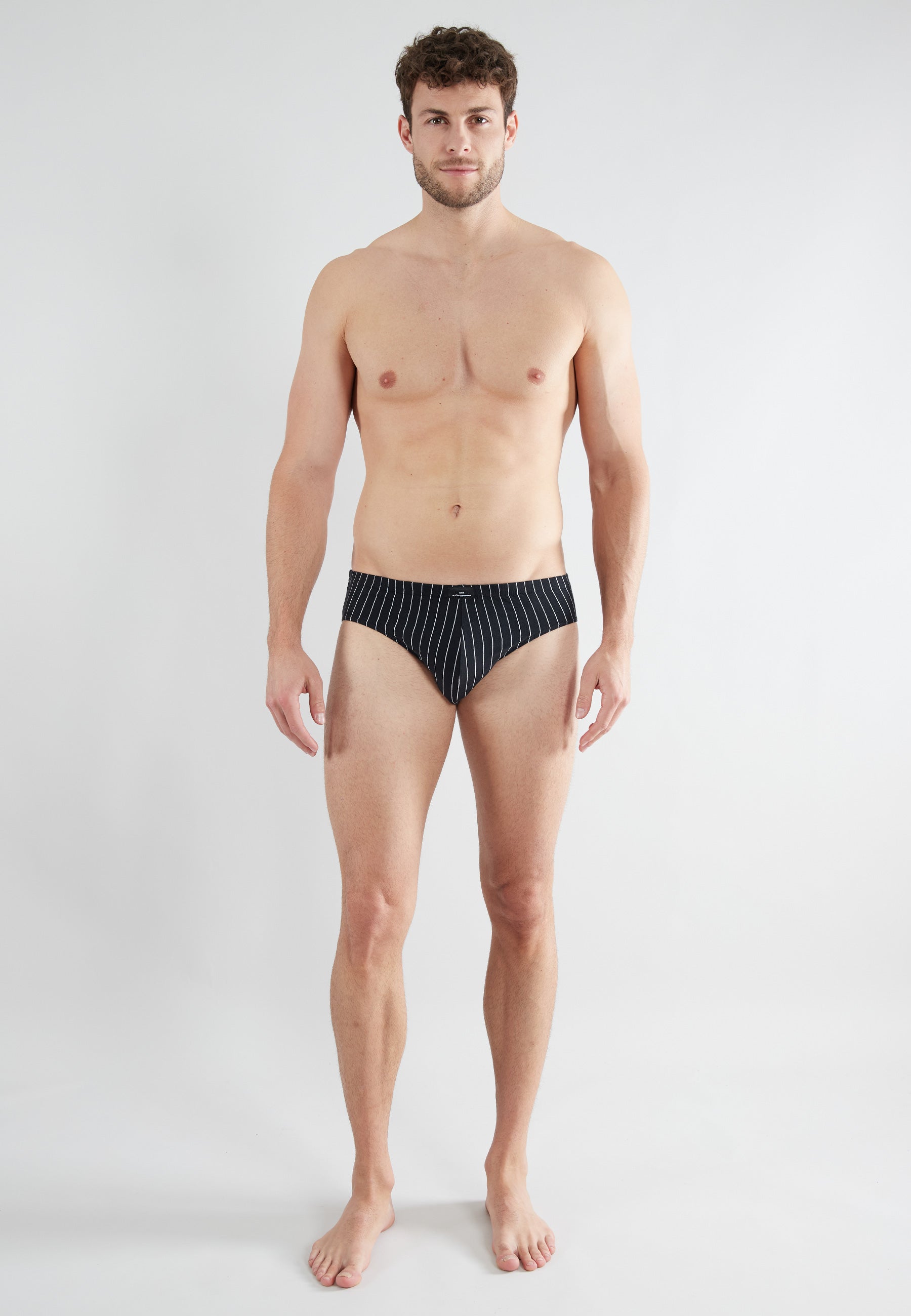 GÖTZBURG Herren Sport-Slip schwarz längsgestreift 2er Pack