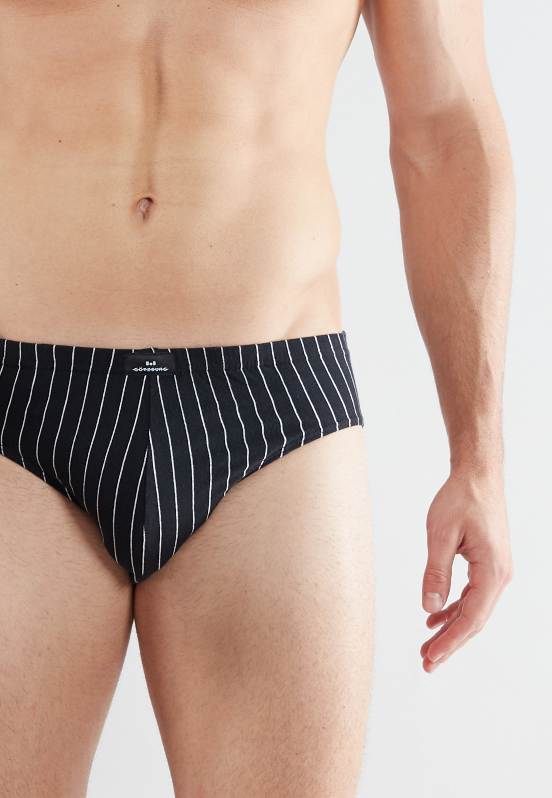 GÖTZBURG Herren Sport-Slip schwarz längsgestreift 2er Pack