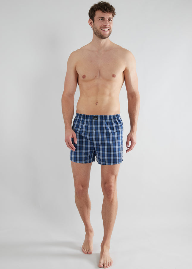 GÖTZBURG Herren Boxershort blau kariert 2er Pack
