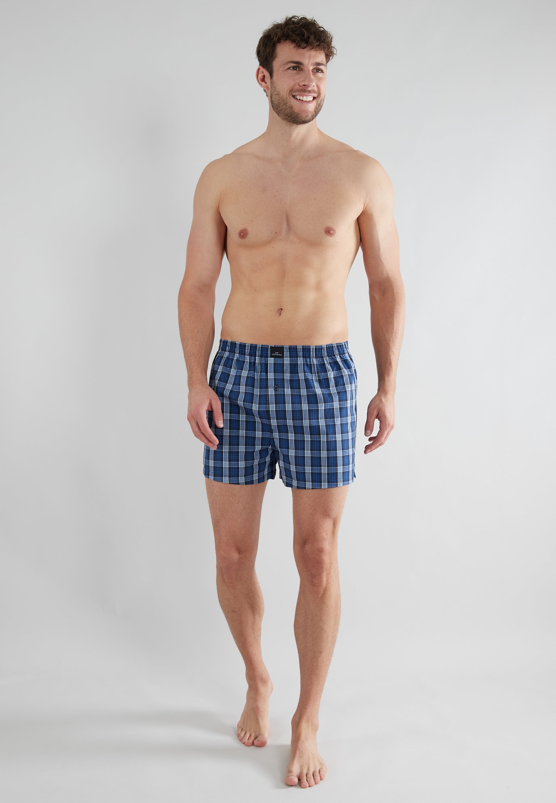 GÖTZBURG Herren Boxershort blau kariert 2er Pack