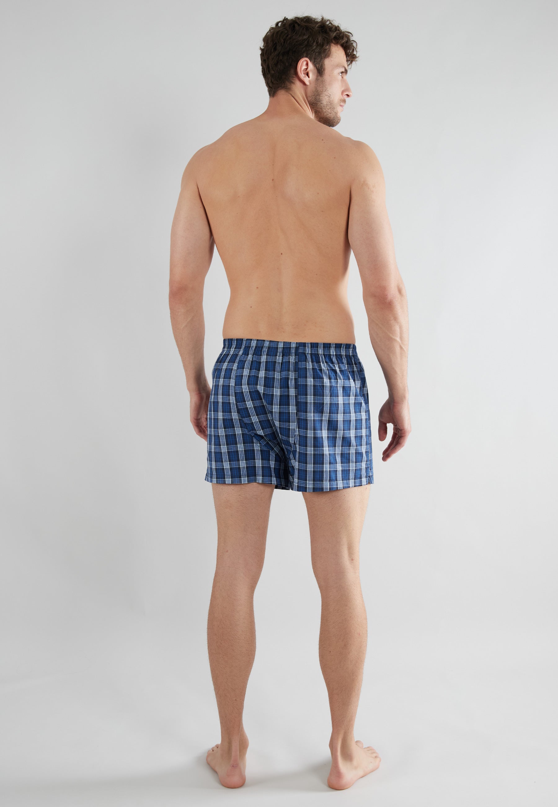 GÖTZBURG Herren Boxershort blau kariert 2er Pack