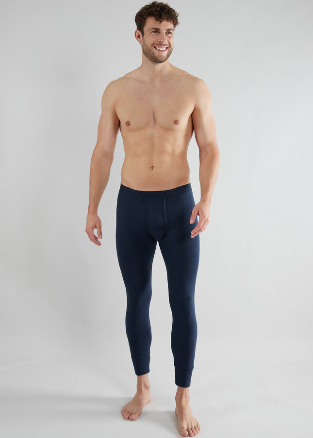 GÖTZBURG Herren lange Unterhose blau uni